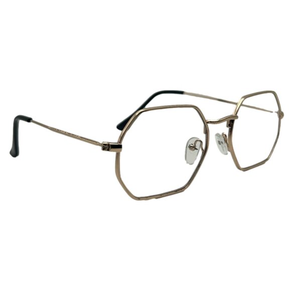 9225 | Gold Clear Lens Hexagon Glasses - Picture 2 of 5